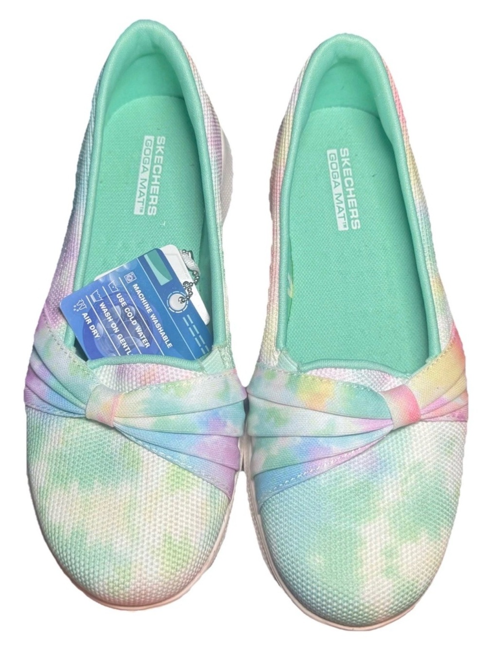 Skechers GOwalk Washable Slip-On Shoes Day-Glo Multi Tie-dye 5 New Goga Mat